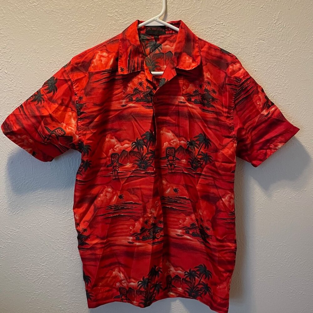 Big Brother Men’s Hawaiian Tiki / Luau party shirt short sleeve size Small